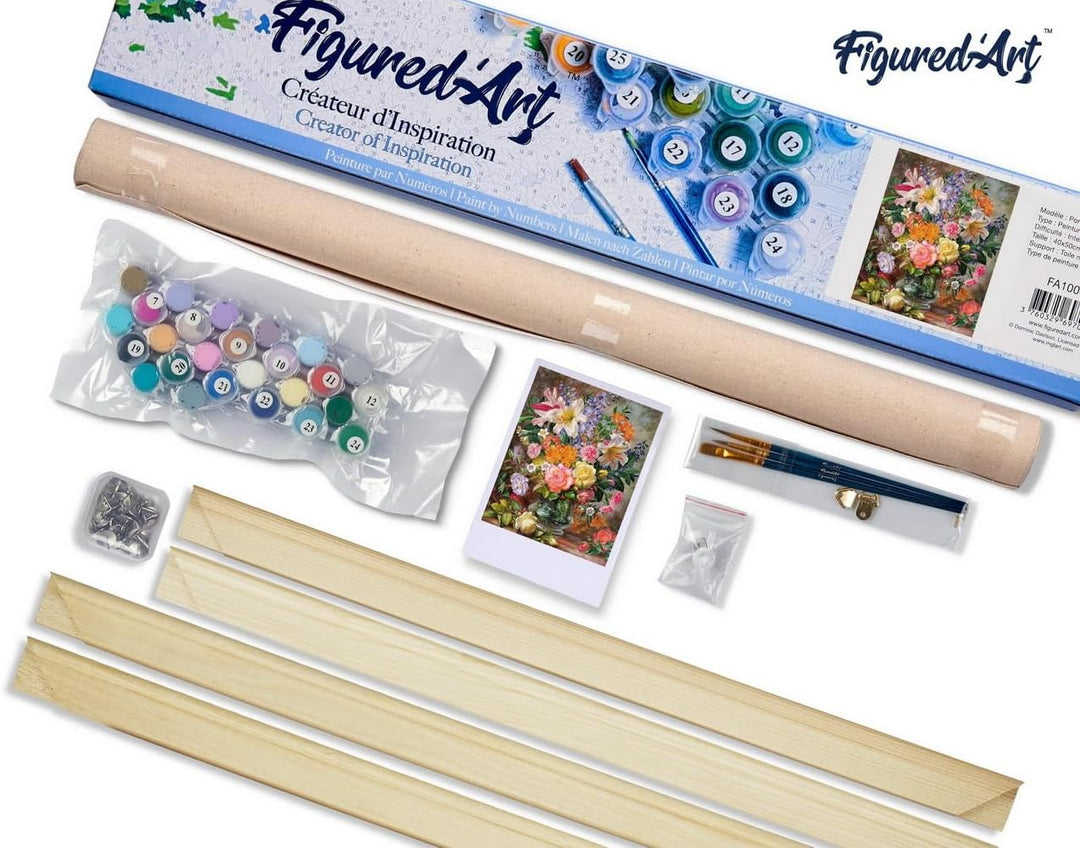 Figured'Art Malen Nach Zahlen Erwachsene Mit Rahmen Explodierende Blumen - Paint by Numbers Basteln