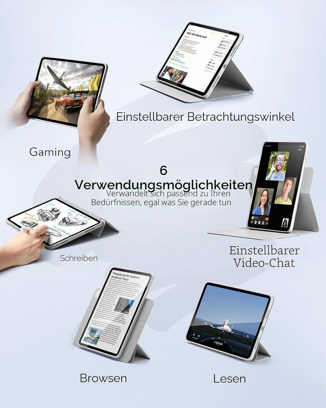 ESR für iPad Air 11 Zoll M3/M2 Hülle, iPad Air 7./6./5./4. Generation Hülle (2025/2024/2022/2020) 10