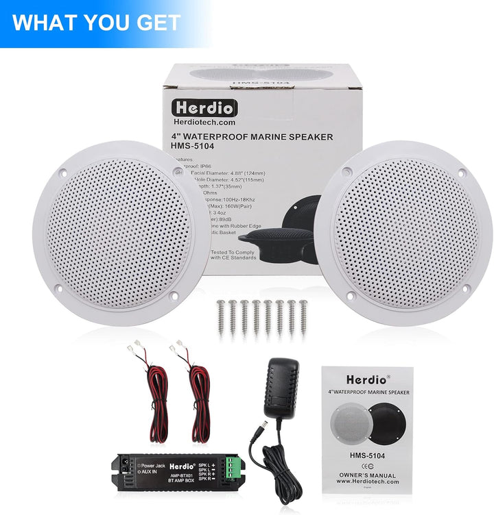 Herdio 4 Zoll Deckenlautsprecher, wasserdichte Bluetooth Einbaulautsprecher, Bündige Montage Sound,