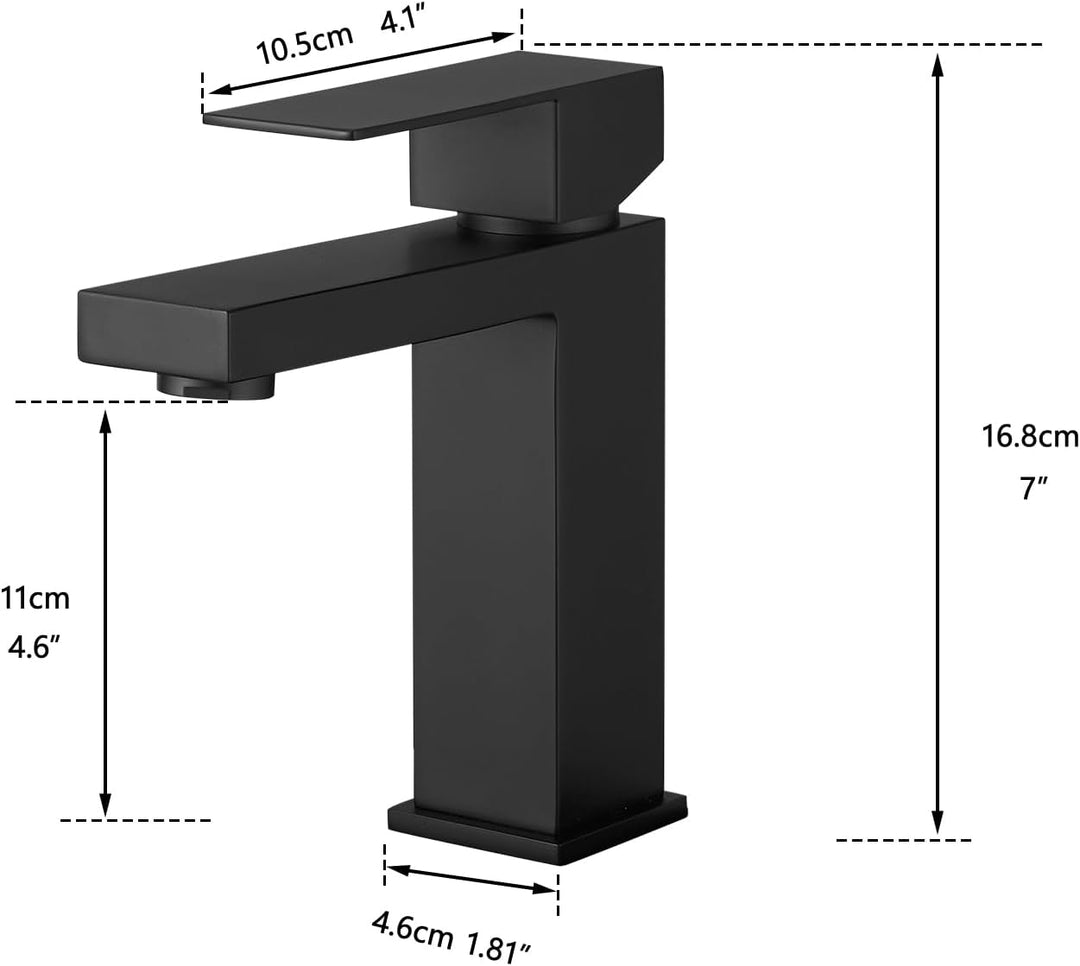 AIMADI Waschtischarmatur Einhebelmischer elegant in schwarz Wasserhahn Bad Moderne Badezimmer-Armatu