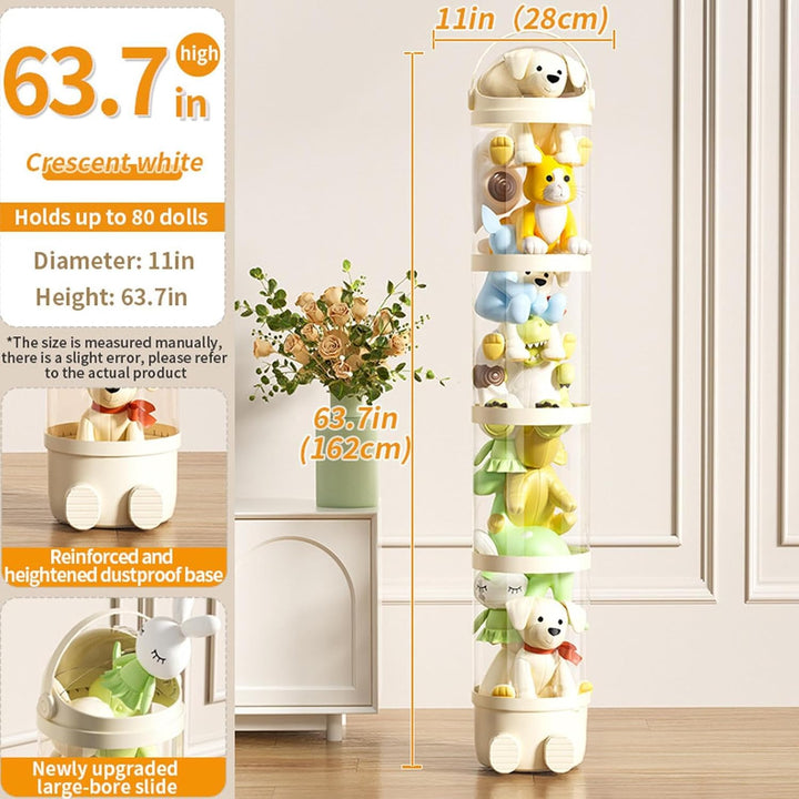 Plüschtier Aufbewahrungsröhre - 162 cm Spielzeugbehälter | Transparenter Puppen Organizer 4-Etagen m