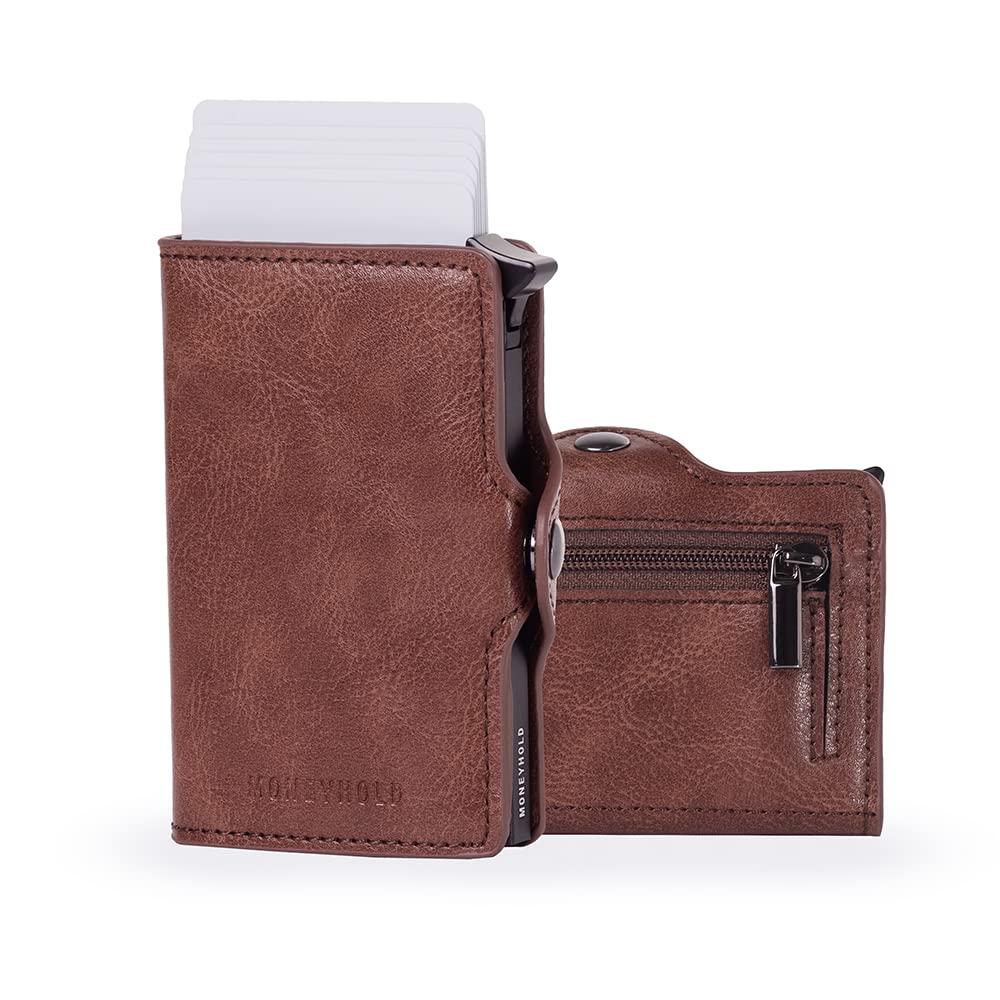 Moneyhold® Slim Wallet - Kartenetui Herren - Mini Geldbörse Herren auch mit Münzfach - Karten Portem