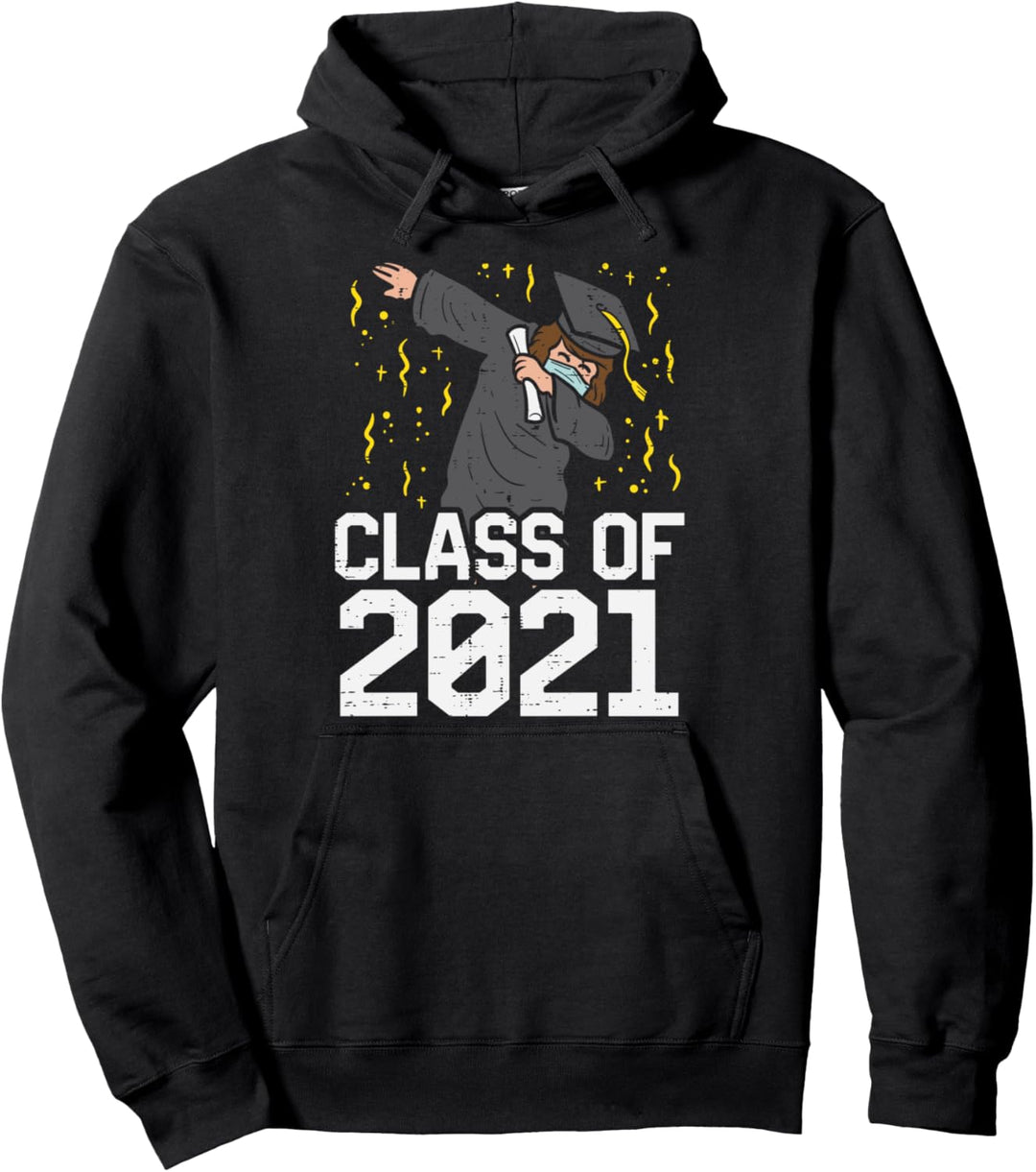 Dabbing Class 2021 Mask Quarantine Graduation Girl Women Her Pullover Hoodie