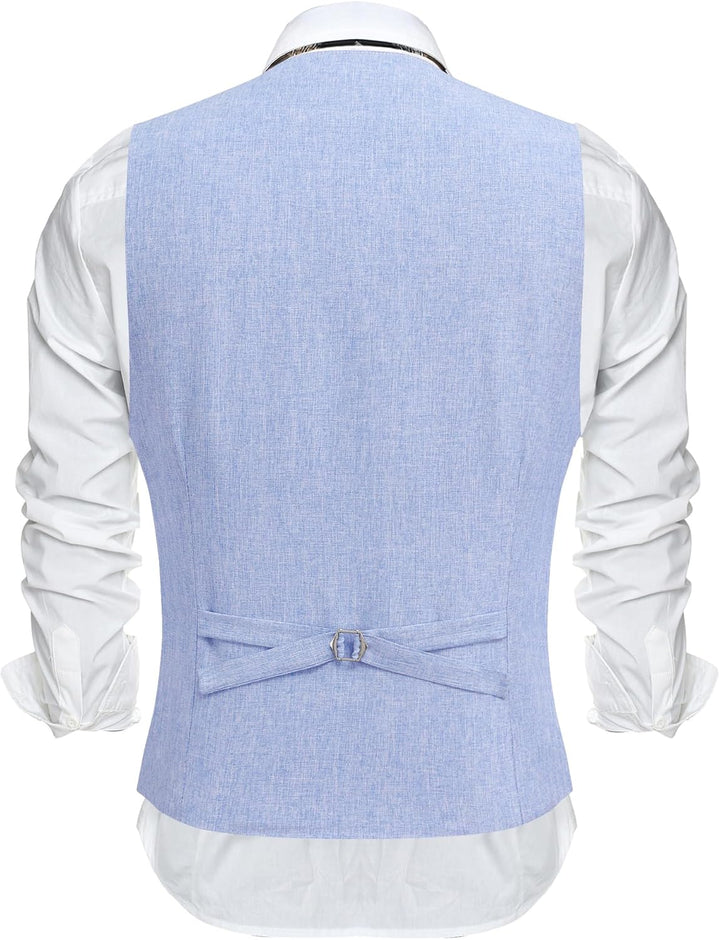 COOFANDY Weste Herren Anzug mit Taschen Anzugweste Gilet Casual Hochzeitsweste V-Ausschnitt Business