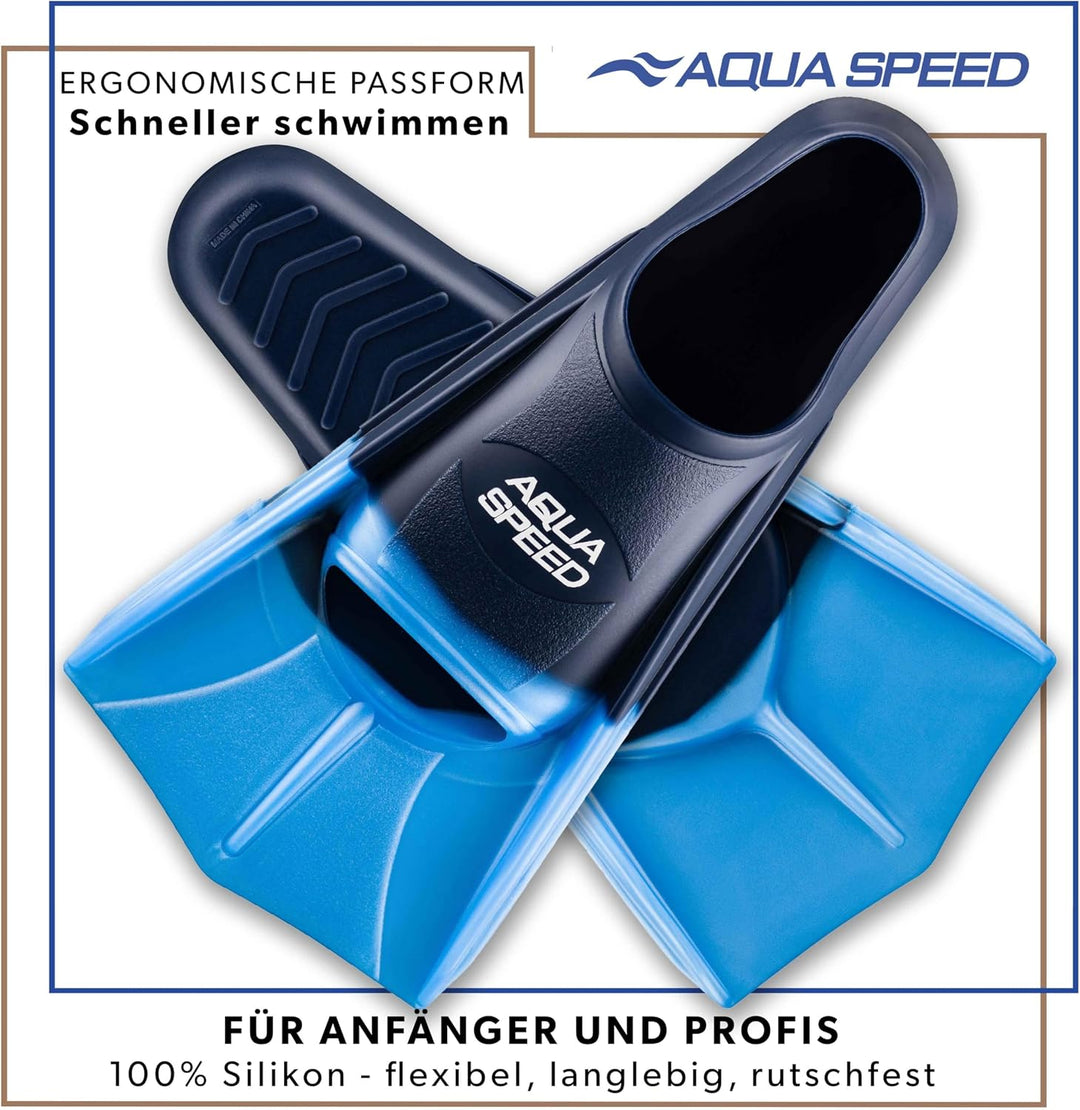 Aqua Speed Kurze Schwimmflossen für Erwachsene und Kinder I HIGH TECH | weiche Trainingsflossen I le