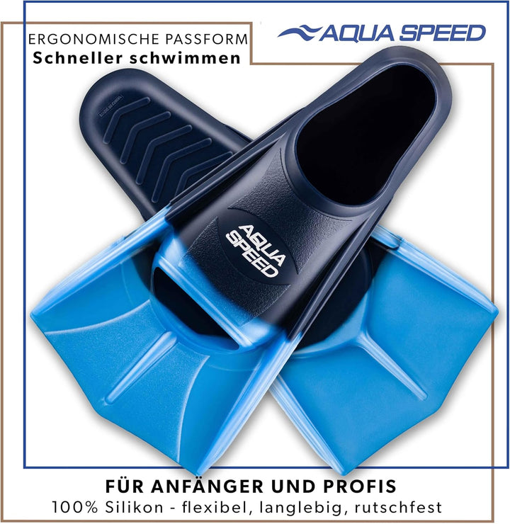 Aqua Speed Kurze Schwimmflossen für Erwachsene und Kinder I HIGH TECH | weiche Trainingsflossen I le