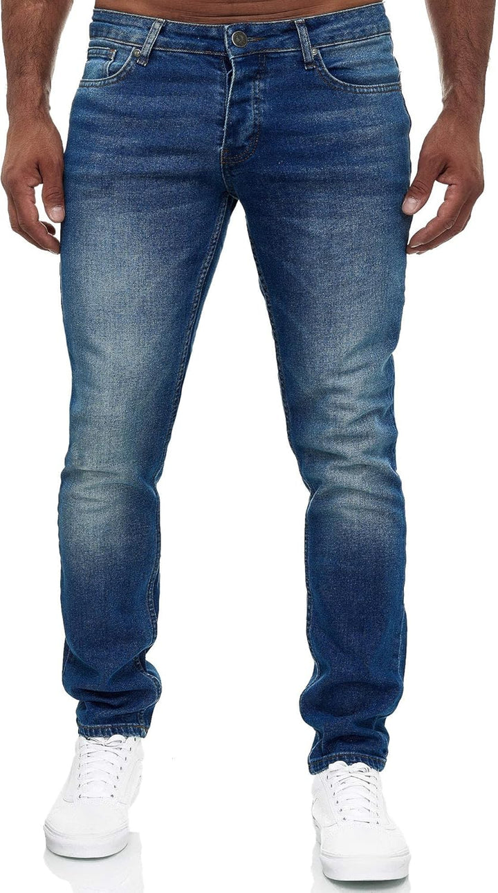 MERISH Jeans Herren Destroyed Hose Jeanshose Slim Fit Männer Denim 2081-1001 30W / 32L 502-2 Blau, 3