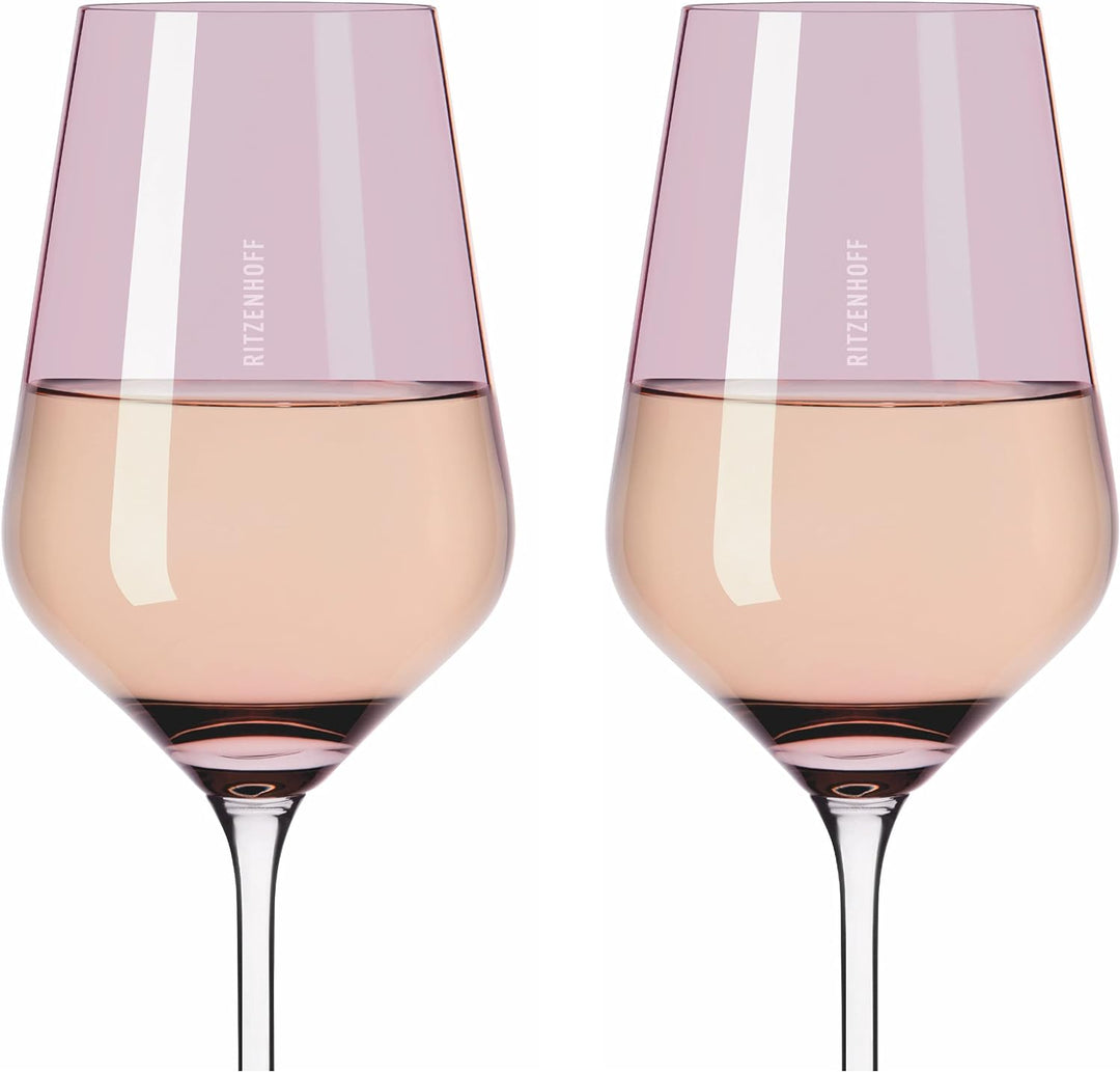 Ritzenhoff 3641003 Weissweinglas 300 ml – Serie Fjordlicht Nr. 3 – 2 Stück mit Farbverlauf Berry – M