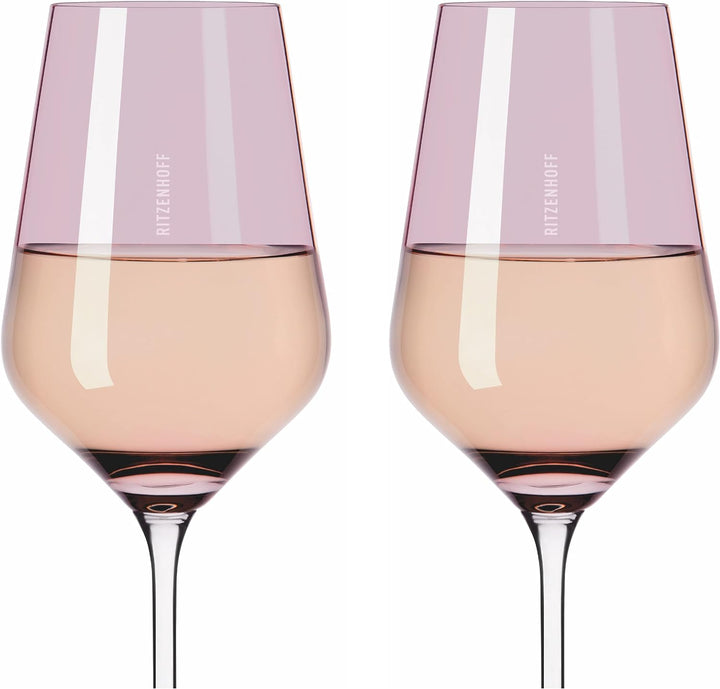 Ritzenhoff 3641003 Weissweinglas 300 ml – Serie Fjordlicht Nr. 3 – 2 Stück mit Farbverlauf Berry – M