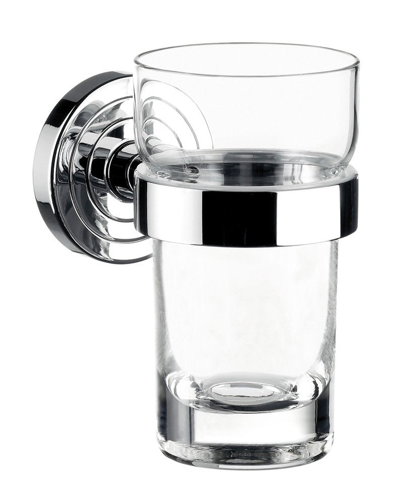Emco Polo Glashalter mit 1 Glas, eleganter Zahnbürstenhalter zur Wandmontage, hochwertiger Zahnputzb