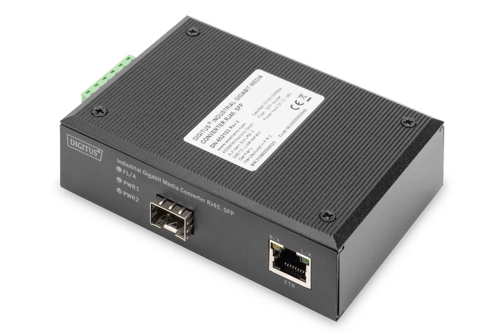 DIGITUS DIN-Rail Medienkonverter - SFP Port - Gbit Ethernet - RJ45 / SFP - 10/100/1000BaseTX zu 1000