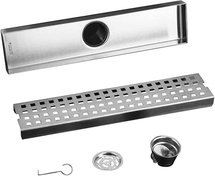 WOLFBIRD 30CM Duschrinne Edelstahl Ablaufrinne Bodenablauf,Selbstreinigender Siphon mit Geruchsstop,