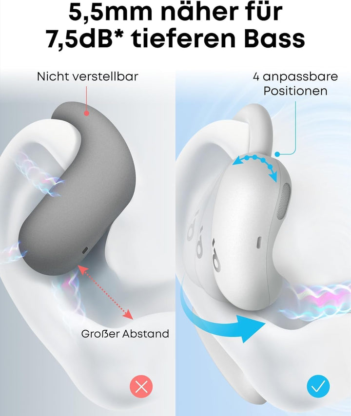 soundcore Anker AeroFit 2 Open Ear Headphones, Adjustable Ear Hooks, Firm Hold, Deep Bass, Hi-Res Wi