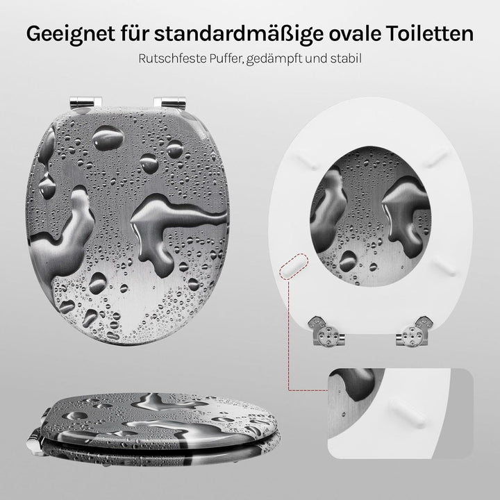WOLTU Premium WC-Sitz Toilettensitz mit Absenkautomatik, MDF Holzkern, Softclose Scharnier, Desgin D