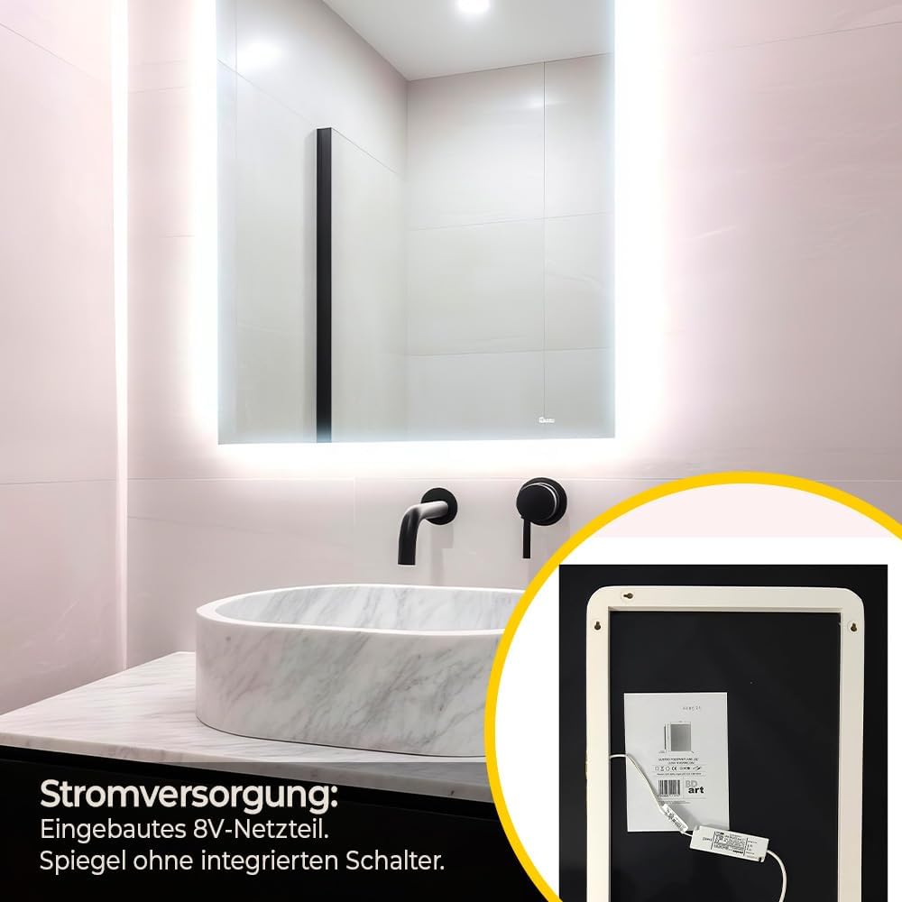 BD ART - Wandspiegel - Badspiegel - Spiegel Gross - Mirror - Ganzkörperspiegel - mit LED Beleuchtung
