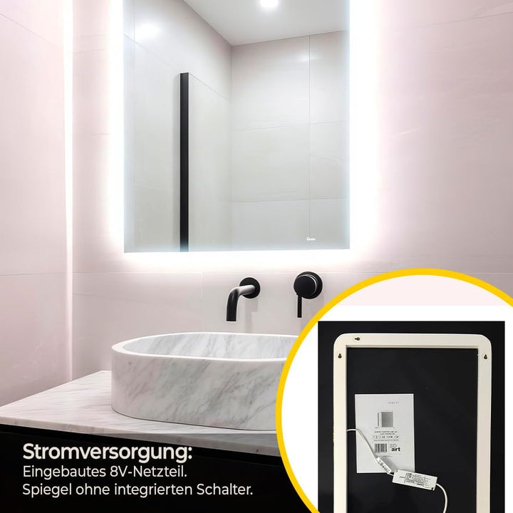 BD ART - Wandspiegel - Badspiegel - Spiegel Gross - Mirror - Ganzkörperspiegel - mit LED Beleuchtung