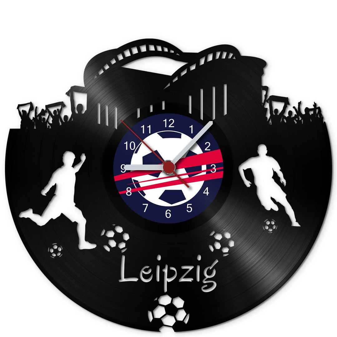 GRAVURZEILE Schallplattenuhr Leipzig - 100% Vereinsliebe - Upcycling Design Wanduhr aus Vinyl Made i
