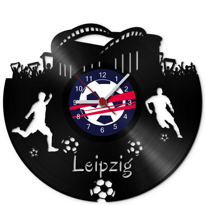 GRAVURZEILE Schallplattenuhr Leipzig - 100% Vereinsliebe - Upcycling Design Wanduhr aus Vinyl Made i