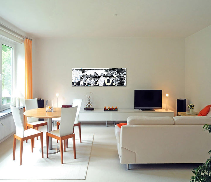 Paul Sinus Art Panoramabild auf Leinwand und Keilrahmen 150x50cm Poster Kunst Malerei Graffiti Grung
