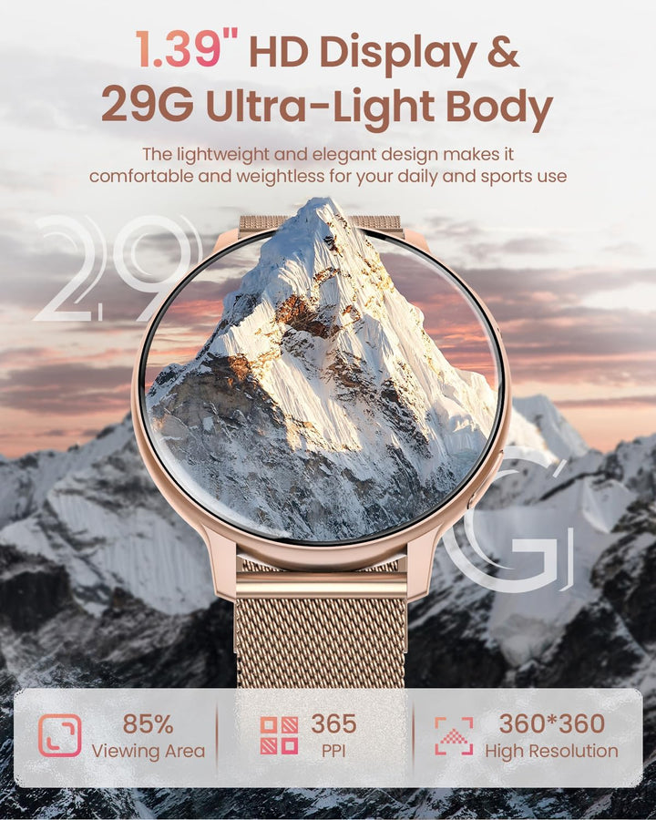 HASAKEI Smartwatch Damen mit Telefonfunktion, 1,39" HD Touchscreen Fitnessuhr, 120 Sportmodi/Pulsuhr