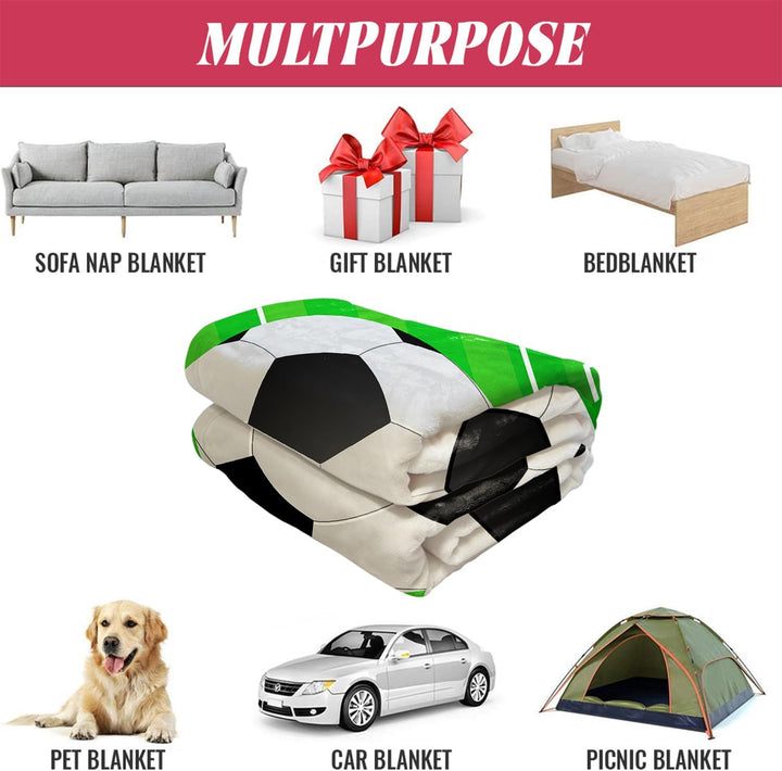 YISUMEI Decke 150x200 cm Kuscheldecken Sanft Flanell Weich Fleecedecke Bettüberwurf Fussball Grün Fu