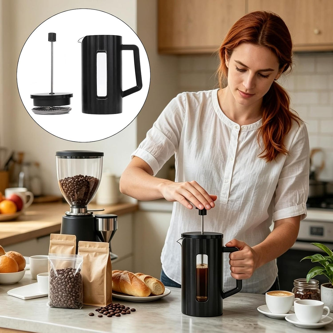 DASIAUTOEM French Press Kaffeemaschin 1L, Espressokocher, kanne Cold Brew und Heissgetränke, PP Edel