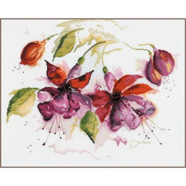 Lanarte Zählmusterpackung Fuchsien Kreuzstichpackung, Baumwolle, Mehrfarbig, 49 x 39 x 0.3 cm Aquare