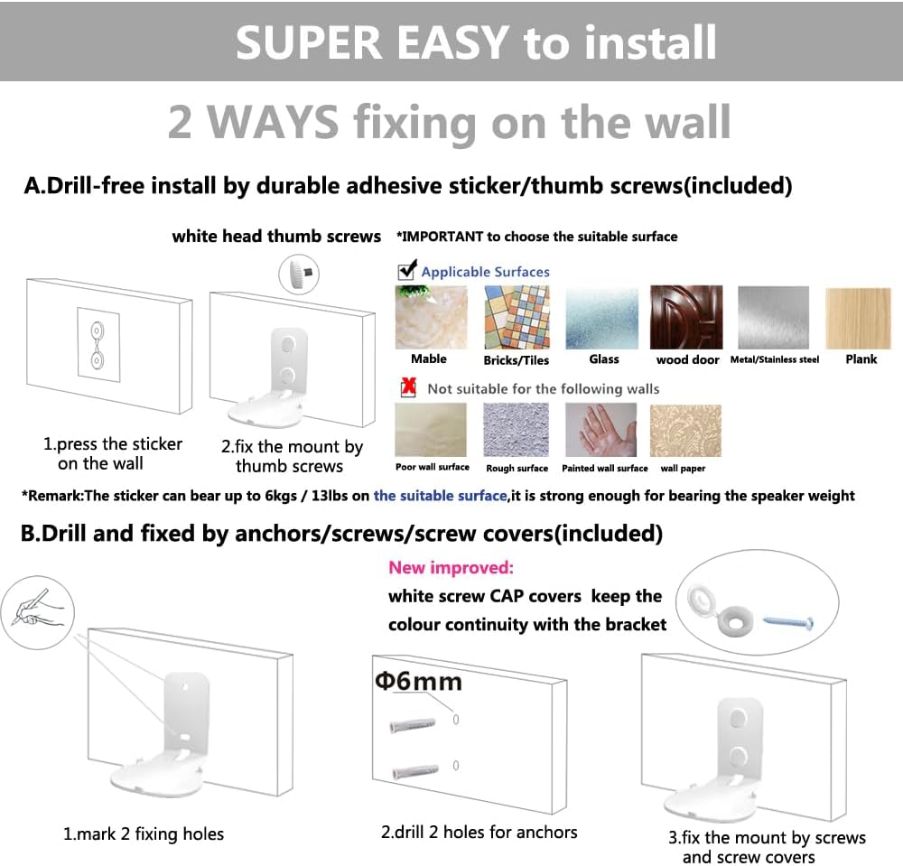 Wandhalterung Paar(2 Stück) für Sonos Roam/Sonos Roam SL Lautsprecher(Kompatibel mit Sonos Roam und