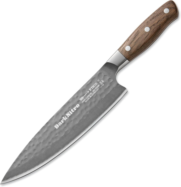 F. DICK Kochmesser DarkNitro 21 cm - geschmiedet, rostfrei, Klinge extra scharf, 61 HRC, Chefmesser