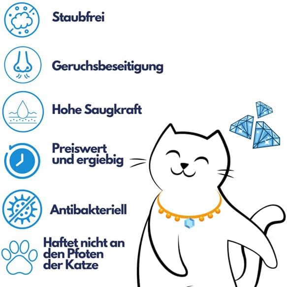 CatWalk Diamonds Silikat Katzenstreu 3,8L |Staubfrei,Kristall Silikatstreu, Geruchsbeseitigung, hohe