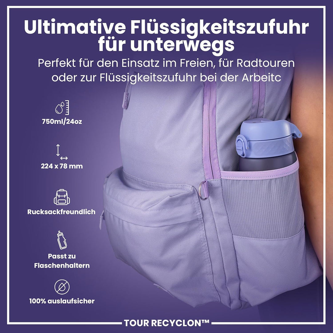 Ion8 Trinkflasche, 750ml, Auslaufsicher, Einhandöffnung, Sichere Verriegelung, Spülmaschinenfest, BP