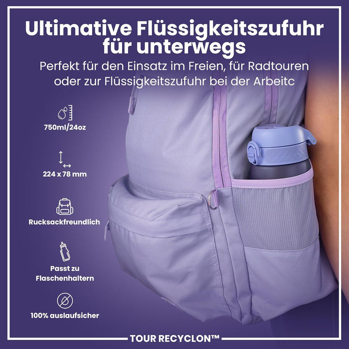 Ion8 Trinkflasche, 750ml, Auslaufsicher, Einhandöffnung, Sichere Verriegelung, Spülmaschinenfest, BP