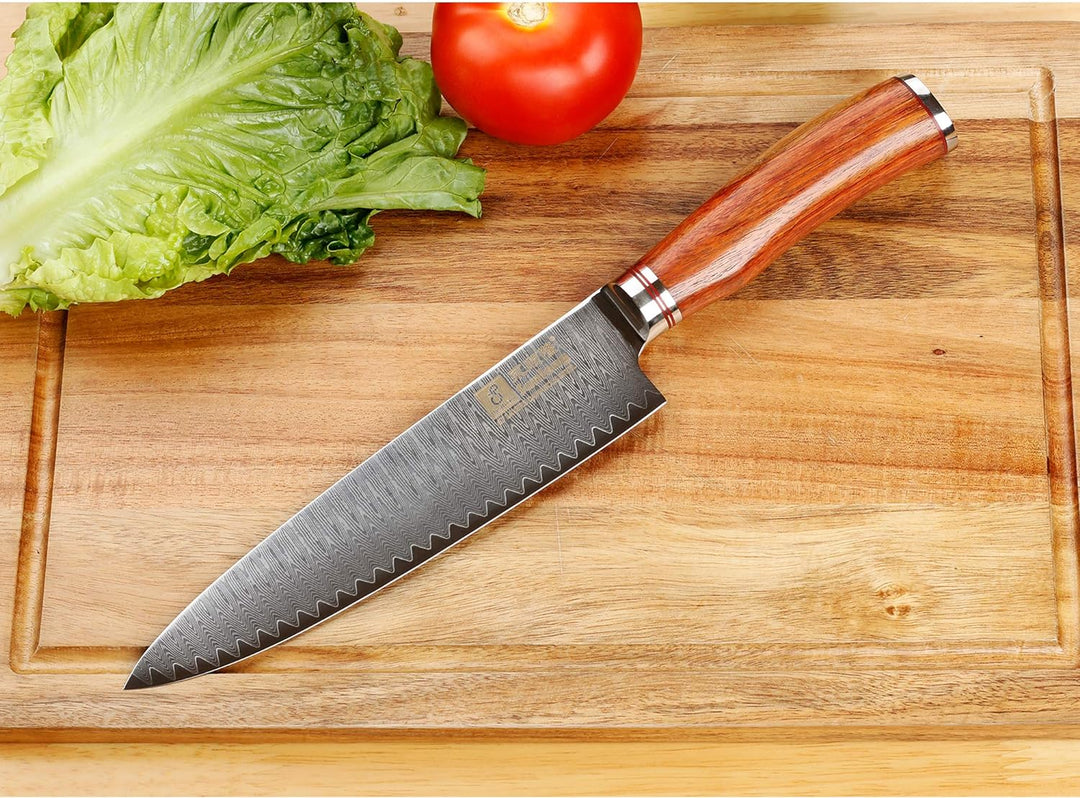 Sunlong Professionelles Kochmesser 8 Zoll japanischer VG10 Damaststahl Küchenmesser - scharfe Klinge