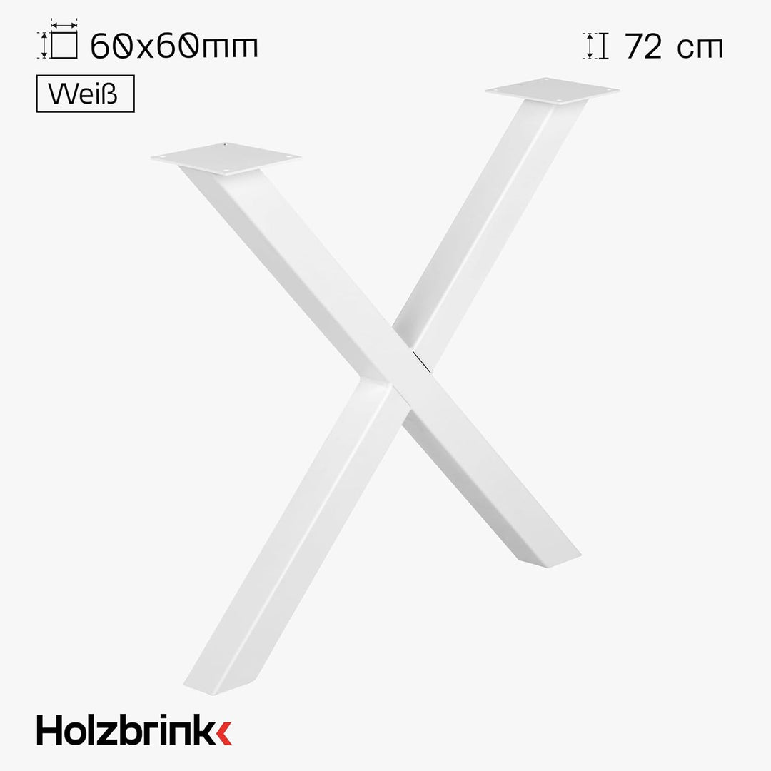 HOLZBRINK Tischbeine Metall Weiss X-Form | Design Tischkufen/Tischgestell für Couchtisch, Esstisch,