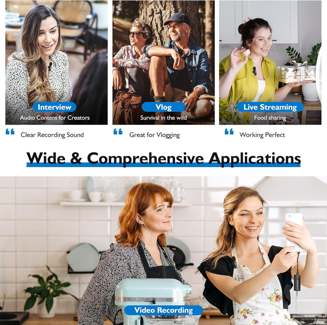 Wireless Professionelles Lavalier-Mikrofon für iPhone, Android Handys, Kameras - Kabelloses, omnidir