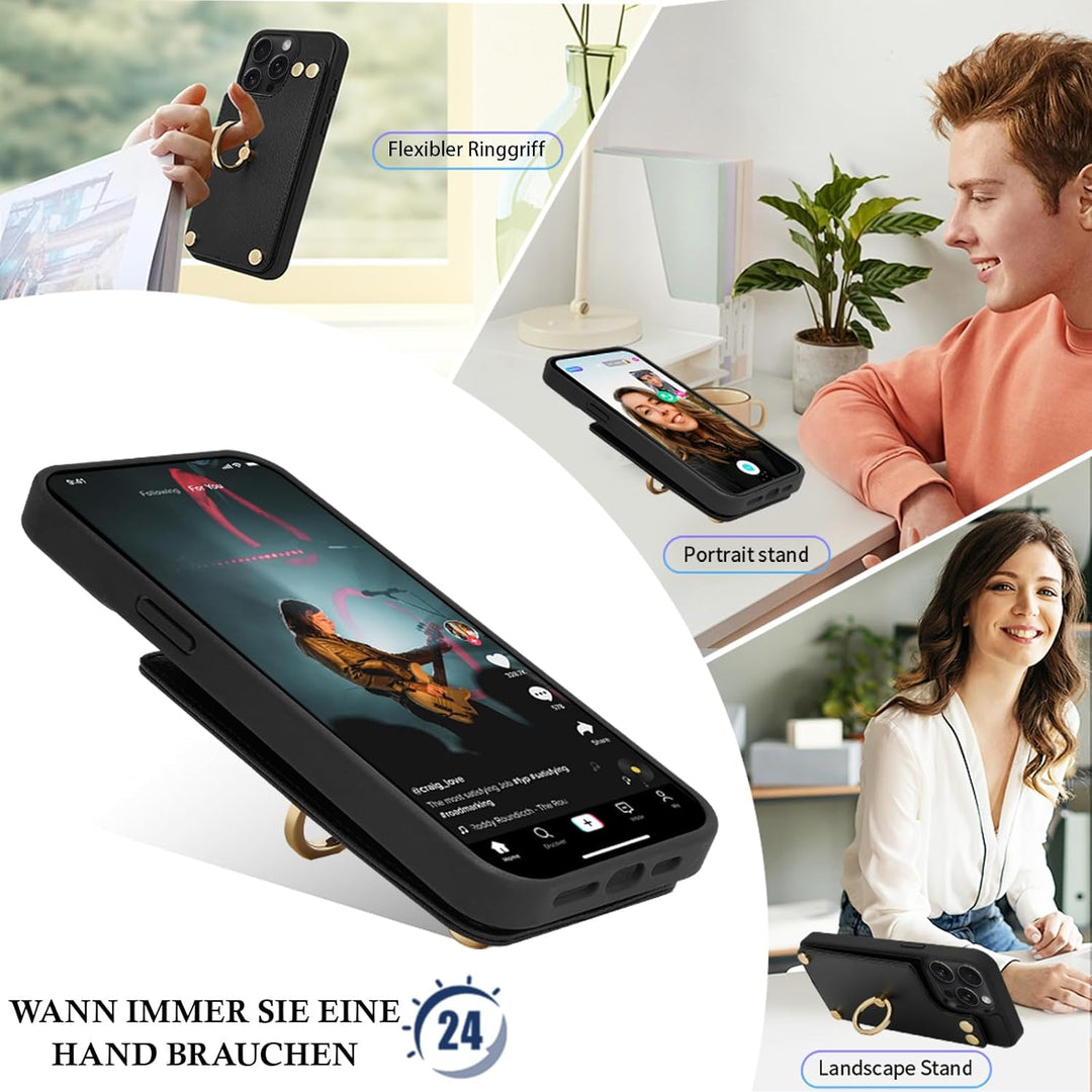 CUSTYPE iPhone 13 Pro Max Hülle, Handyhülle iPhone 13 Pro Max mit Kartenfach und Ringständer, Brieft