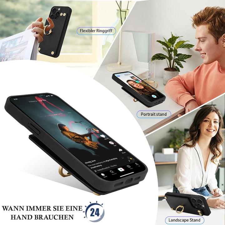 CUSTYPE iPhone 13 Pro Max Hülle, Handyhülle iPhone 13 Pro Max mit Kartenfach und Ringständer, Brieft