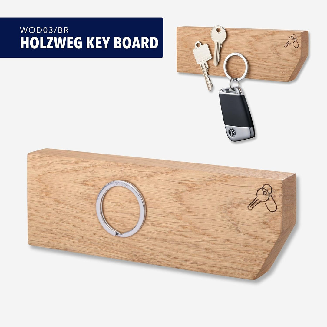 TROIKA Schlüsselbrett mit starker Magnetwirkung – HOLZWEG KEY BOARD – Magnete halten bis zu 3 Schlüs