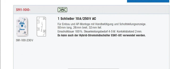 Eltako 2613003 91100030 Stromstossschalter Aufputz 230V