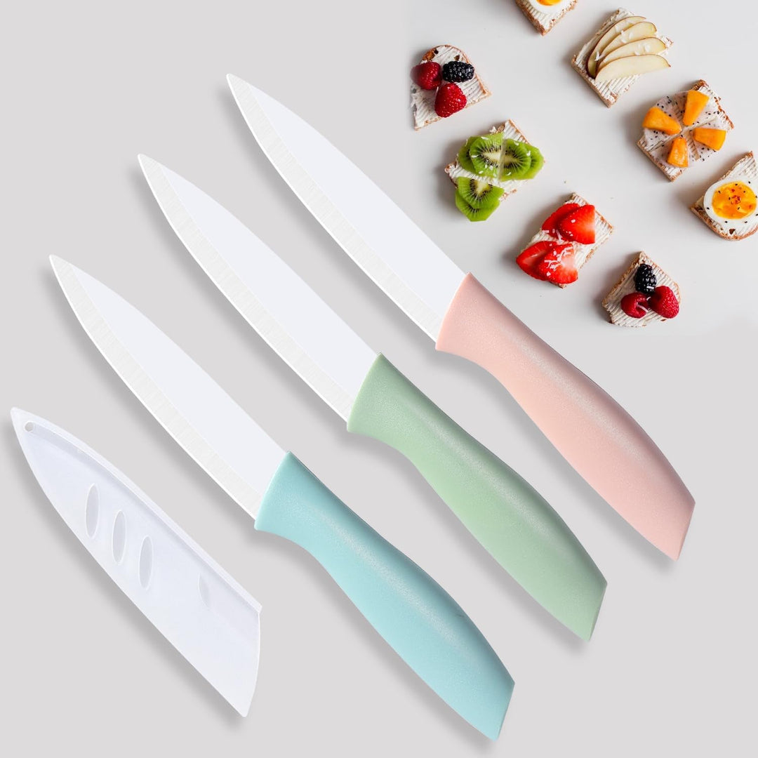 Chef Knives Set, 3 Piece Ceramic Knives, 4 inch Fruit Knife is Suitable for Most Vegetables, Fruits