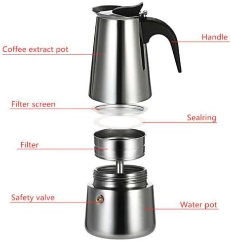 Espressokocher Edelstahl, Elektrisch Kaffeekocher, Mokkakanne für 6 Tassen 300ml mit Induktionsherd,