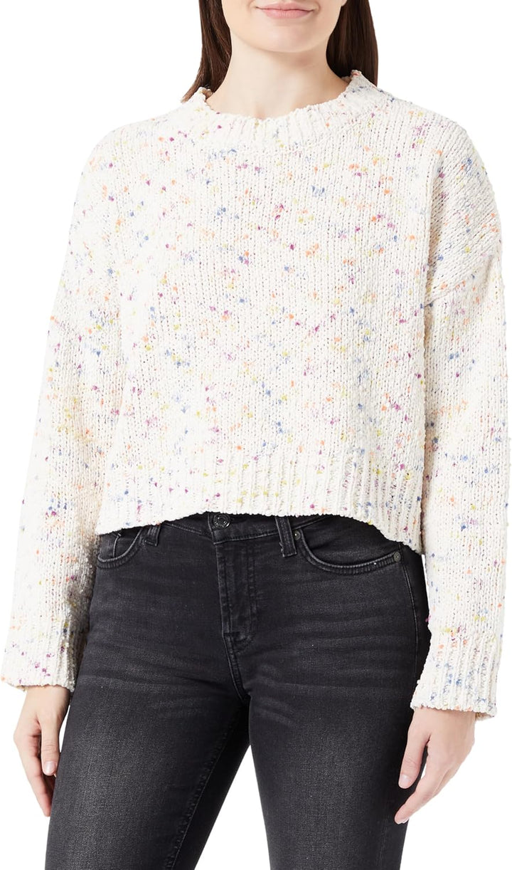 PIECES Damen Onlgracie Ls O-neck Bf Knt L Cloud Dancer/Detail:multi Melange Dots, L Cloud Dancer/Det