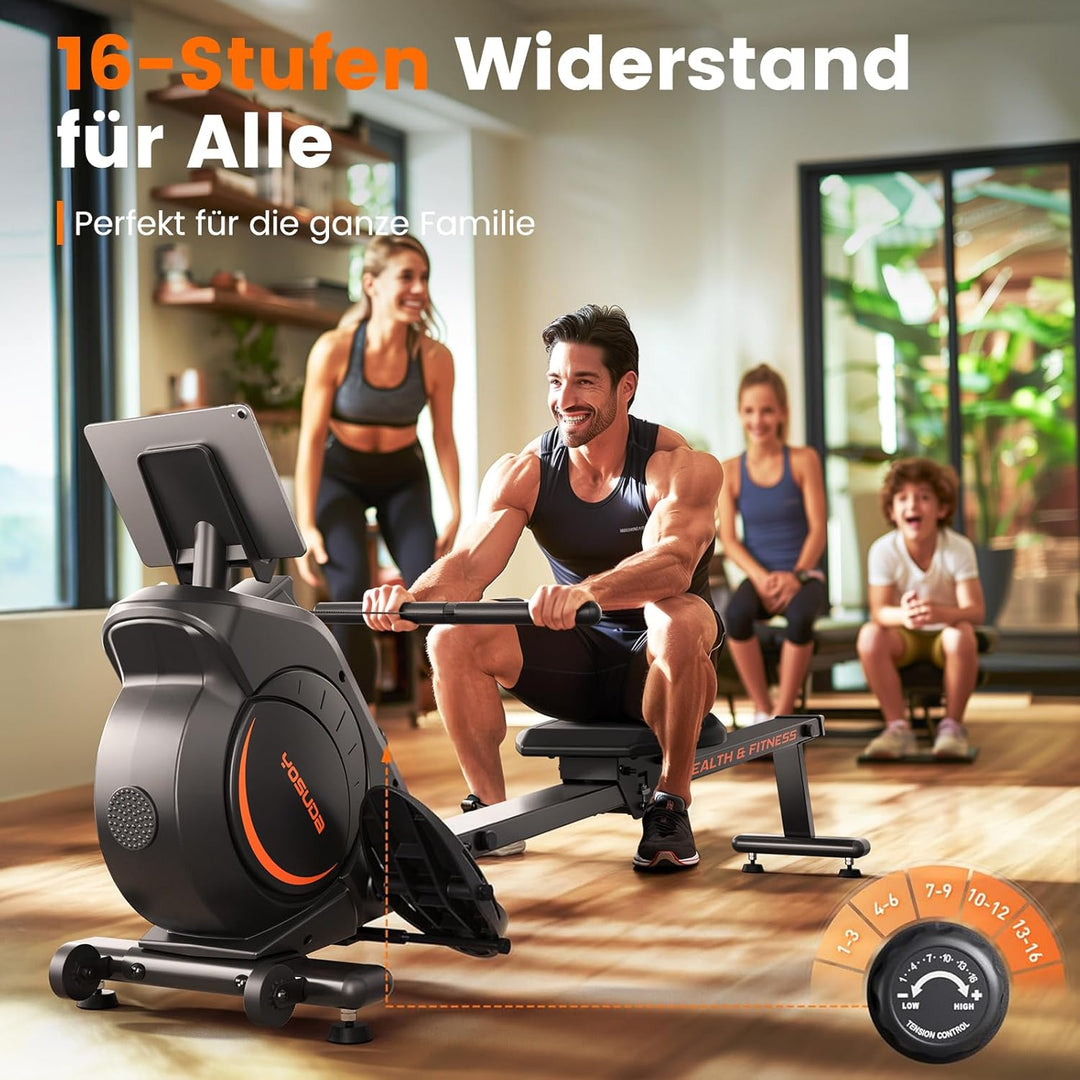 YOSUDA Testsieger Rudergerät für Zuhause, Ultraleise Magnetische Rudermaschine (Cardio-Training), 16