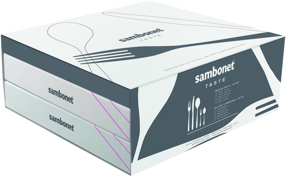 Sambonet Taste Besteck, Stainless Steel, Grau, Set 12 personen-60 teilig Set 12 personen - 60 teilig