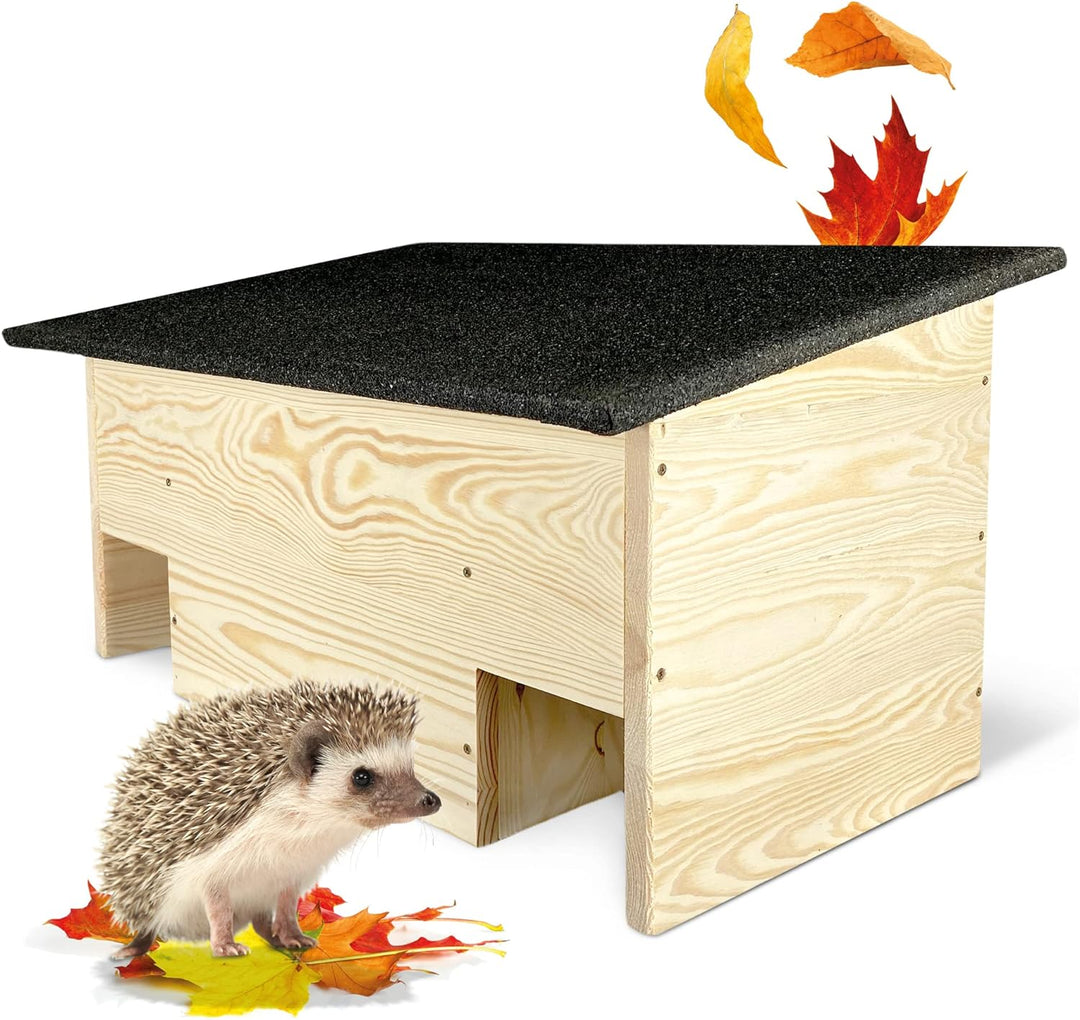 GARTENETAGE Igelfutterhaus ohne Boden aus Massiv-Holz/Igelhaus Winterfest, Katzensicher/Igelfutterha