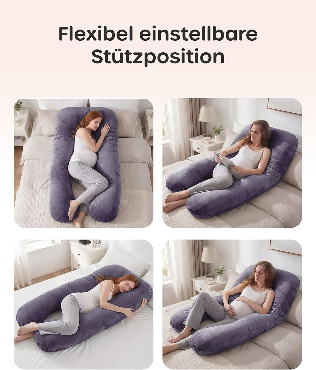 Nuliie Schwangerschaftskissen &amp; Seitenschläferkissen U-Form mit waschbarem Bezug, Super-bequemes Kom