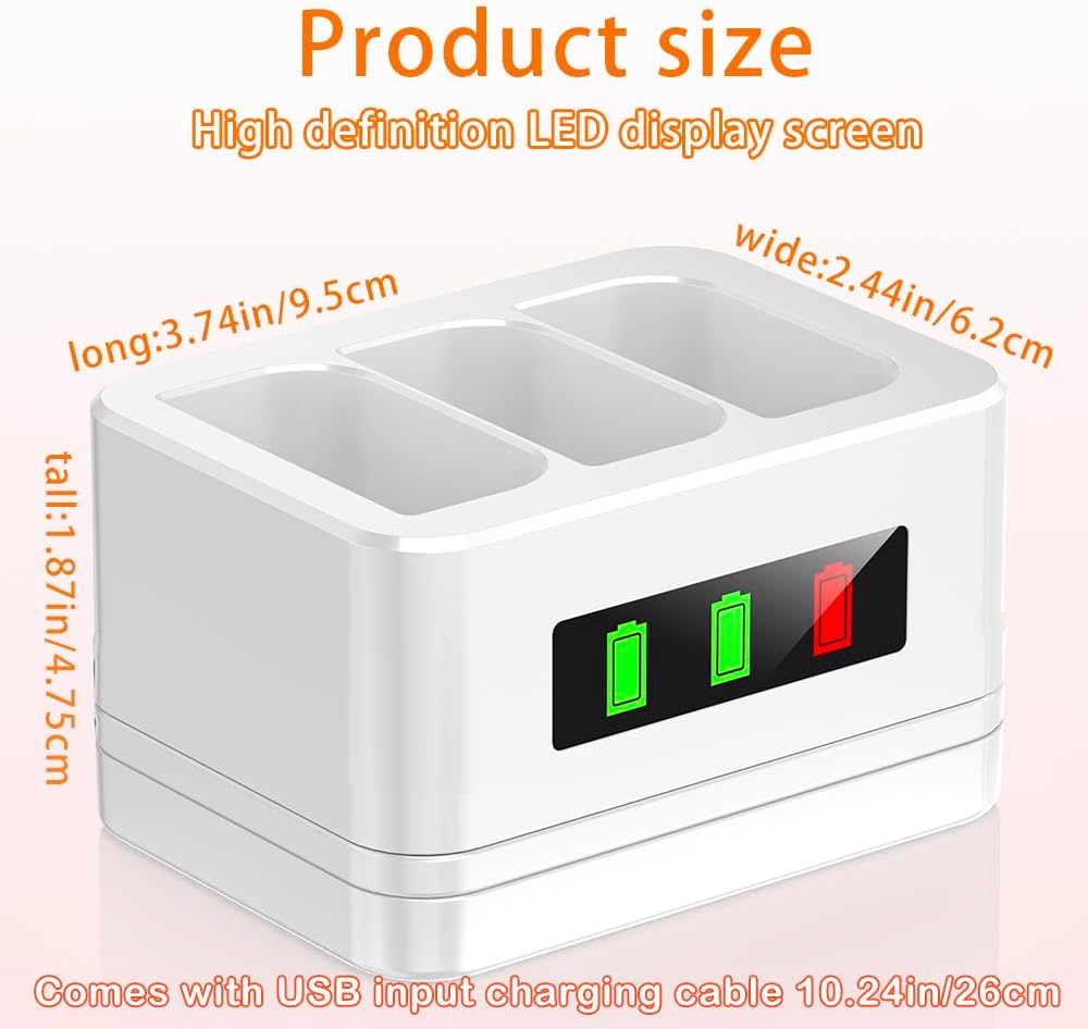 Upgraded, 2Pack 3.65V 6040mAh Ersatzbatterie mit Ladestation, LED Digitalanzeige, für Ring Türklinge