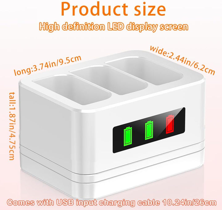Upgraded, 2Pack 3.65V 6040mAh Ersatzbatterie mit Ladestation, LED Digitalanzeige, für Ring Türklinge
