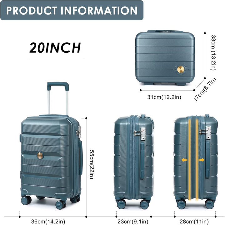 Sea choice Hartschalen Koffer Trolley Erweiterbar Kabinen Handgepäck 100% PP Leicht Reisekoffer mit