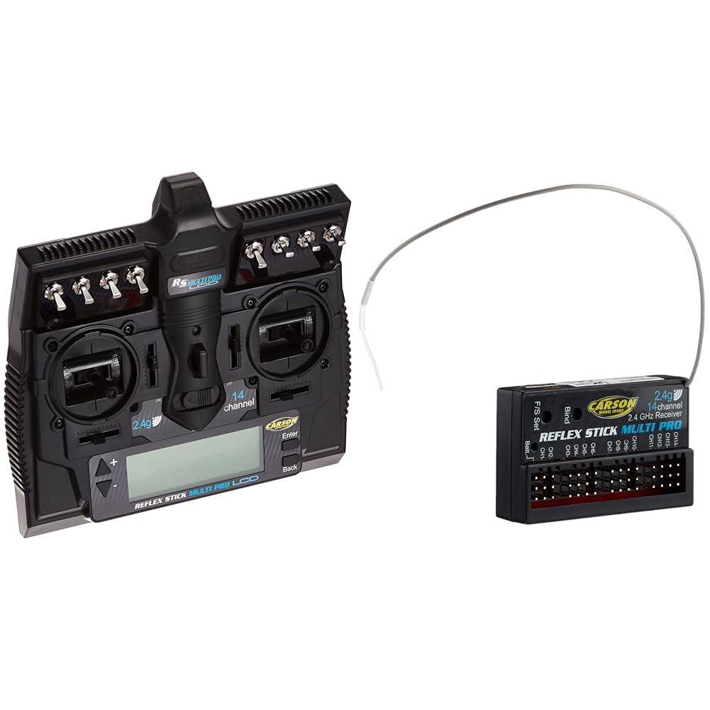 Carson 500501004 FS Reflex Stick Multi PRO LCD 2.4 GHz – 14-Kanal-Fernsteueranlage &amp; 500501540 Model